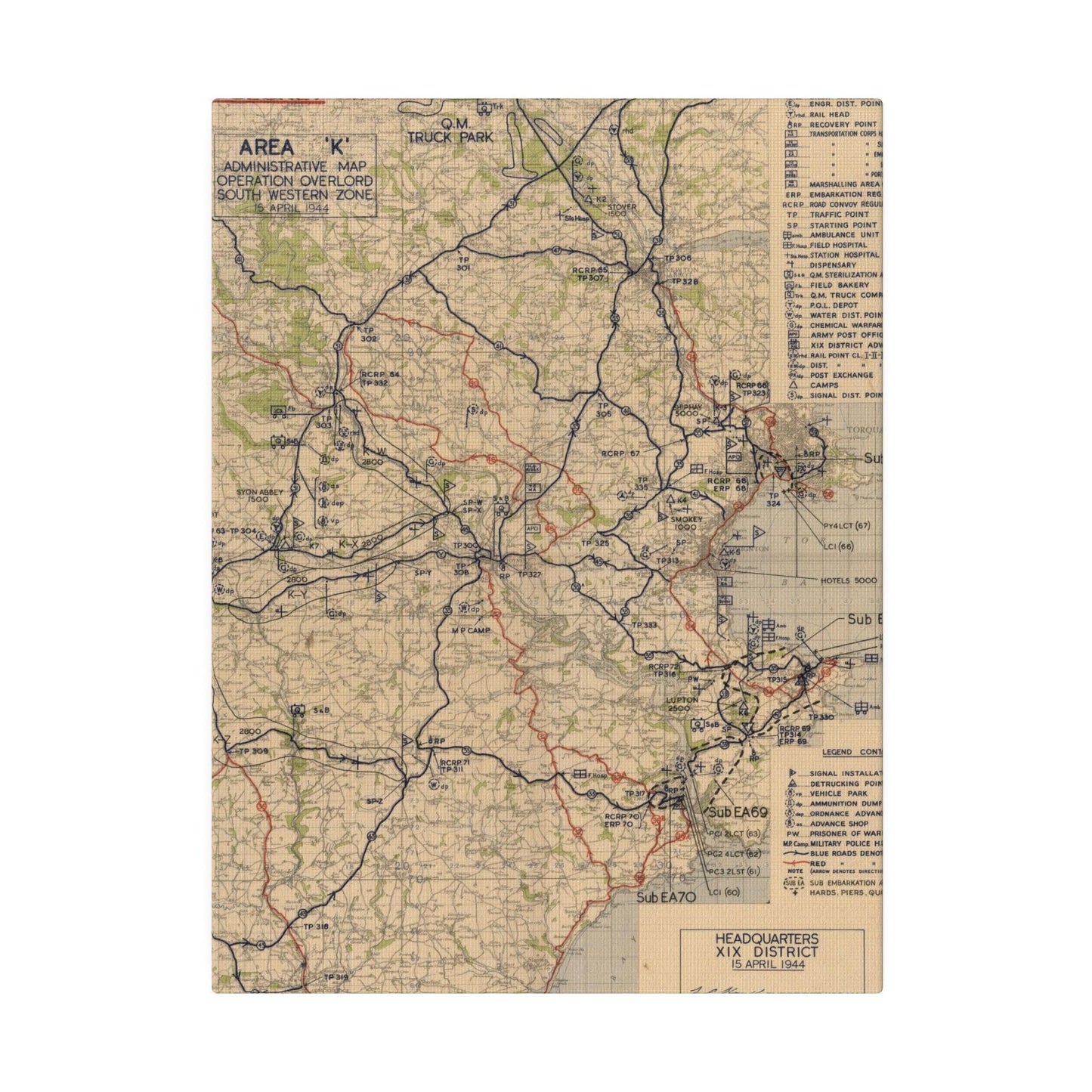 Section of the map displaying troop positions and terrain details in the South Western Zone, with visible labels and trench