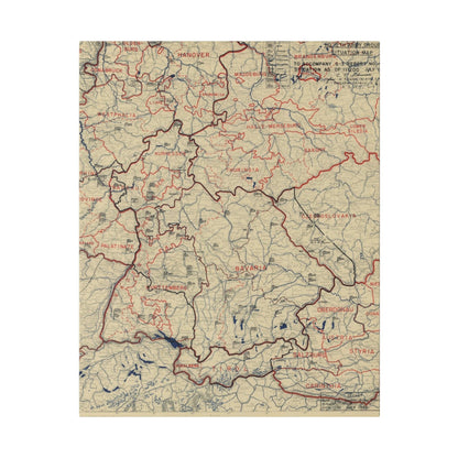 Close-up of the detailed map grid and handwritten annotations highlighting troop positions from the 11 July 1945 HQ Twelfth