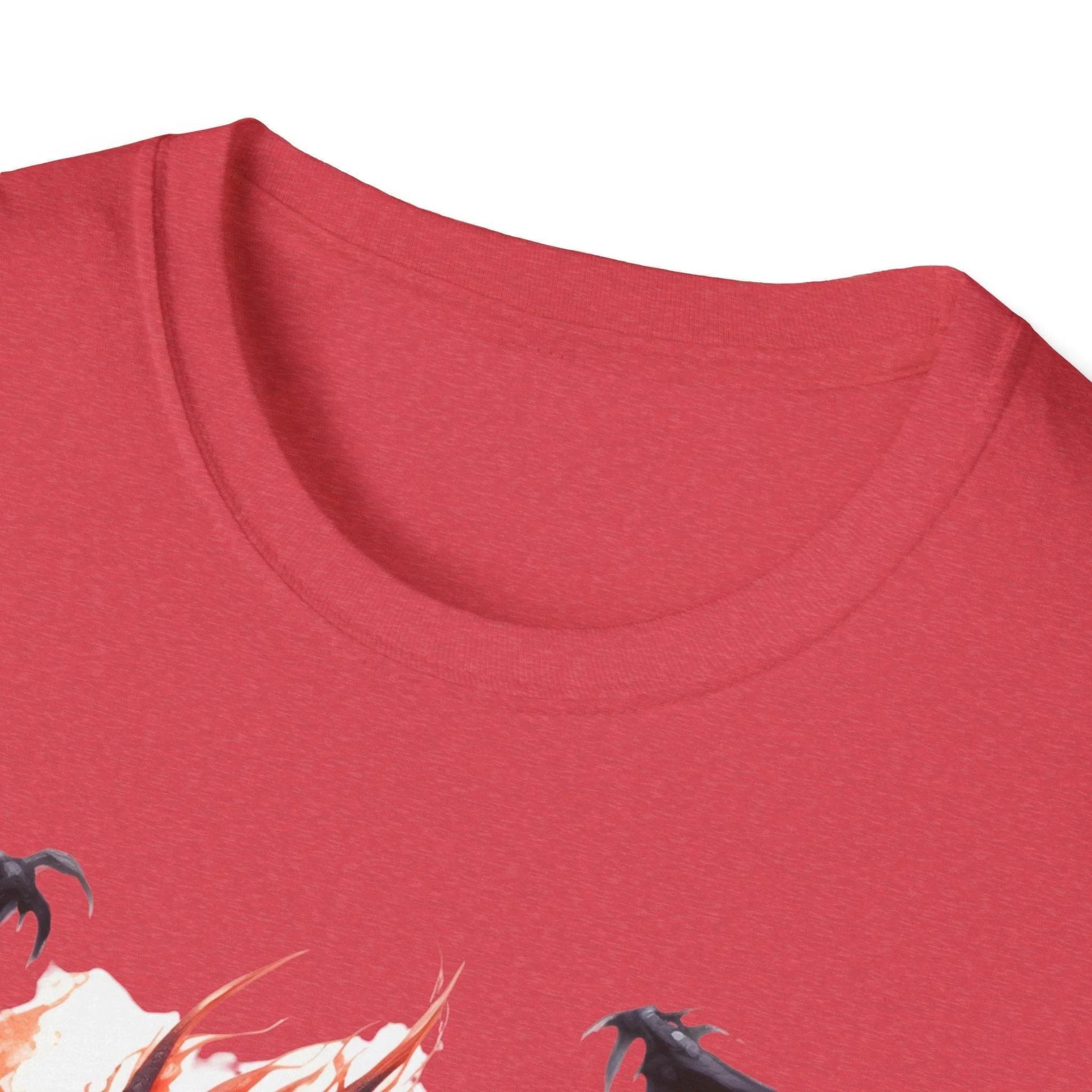 Close-up of the unisex relaxed fit T-shirt's vibrant teal fabric, highlighting the soft, breathable cotton blend and subtle