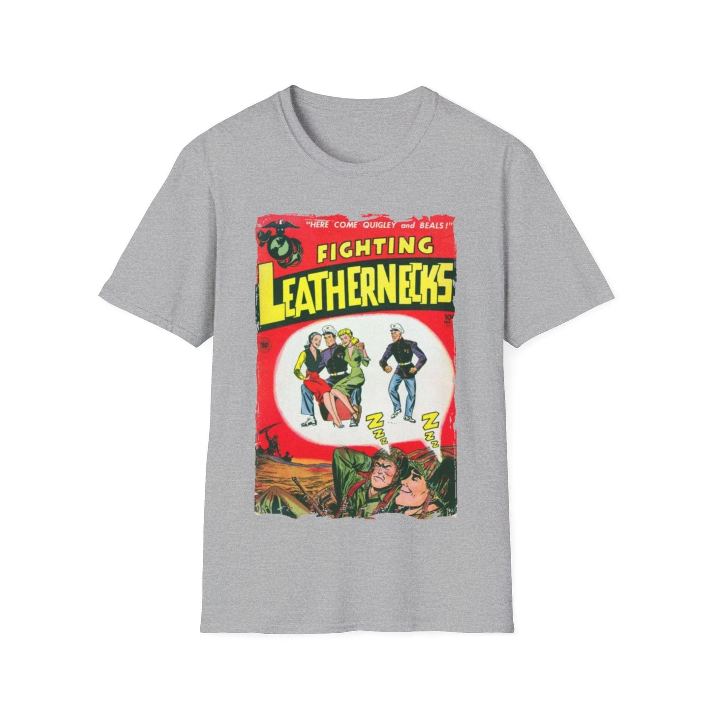 Close-up of the unisex softstyle T-shirt’s collar detailing in black color, highlighting smooth stitching and fabric texture