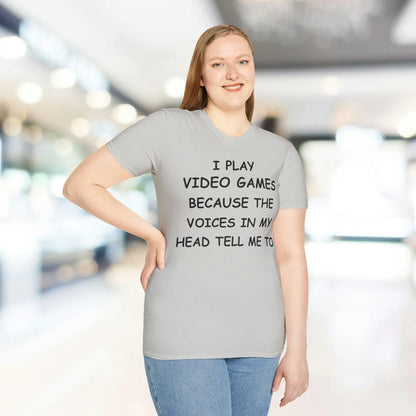 Close-up of the black unisex softstyle T-shirt’s subtle stitched neckline detail and slightly textured fabric surface.