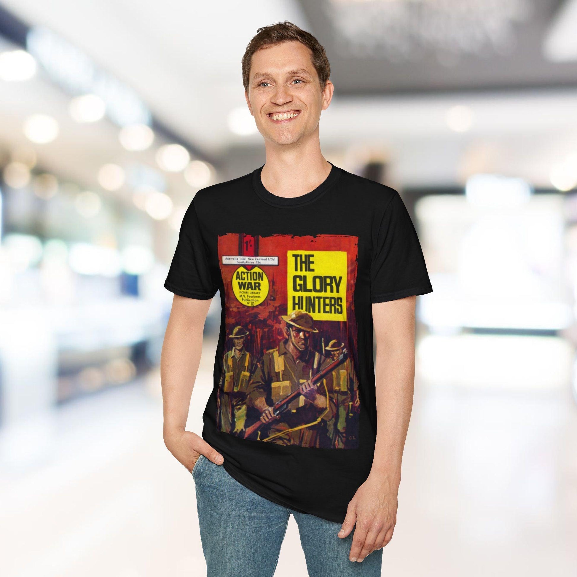 Close-up of the T-shirt's neckline and collar stitching highlighting the soft fabric and relaxed fit in vibrant red color.