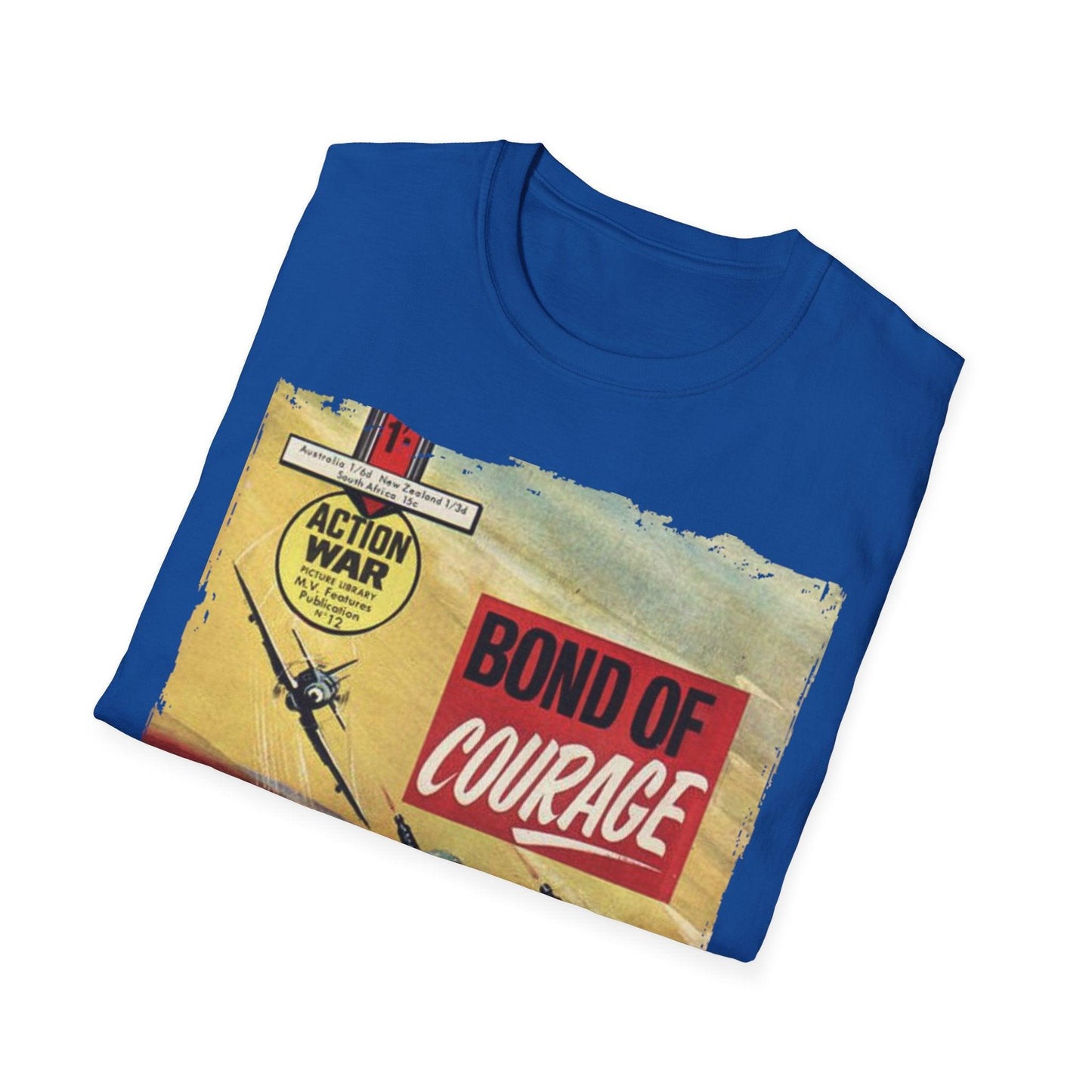 Close-up of the unisex softstyle T-shirt's fabric texture highlighting its smooth, lightweight jersey knit in vibrant red