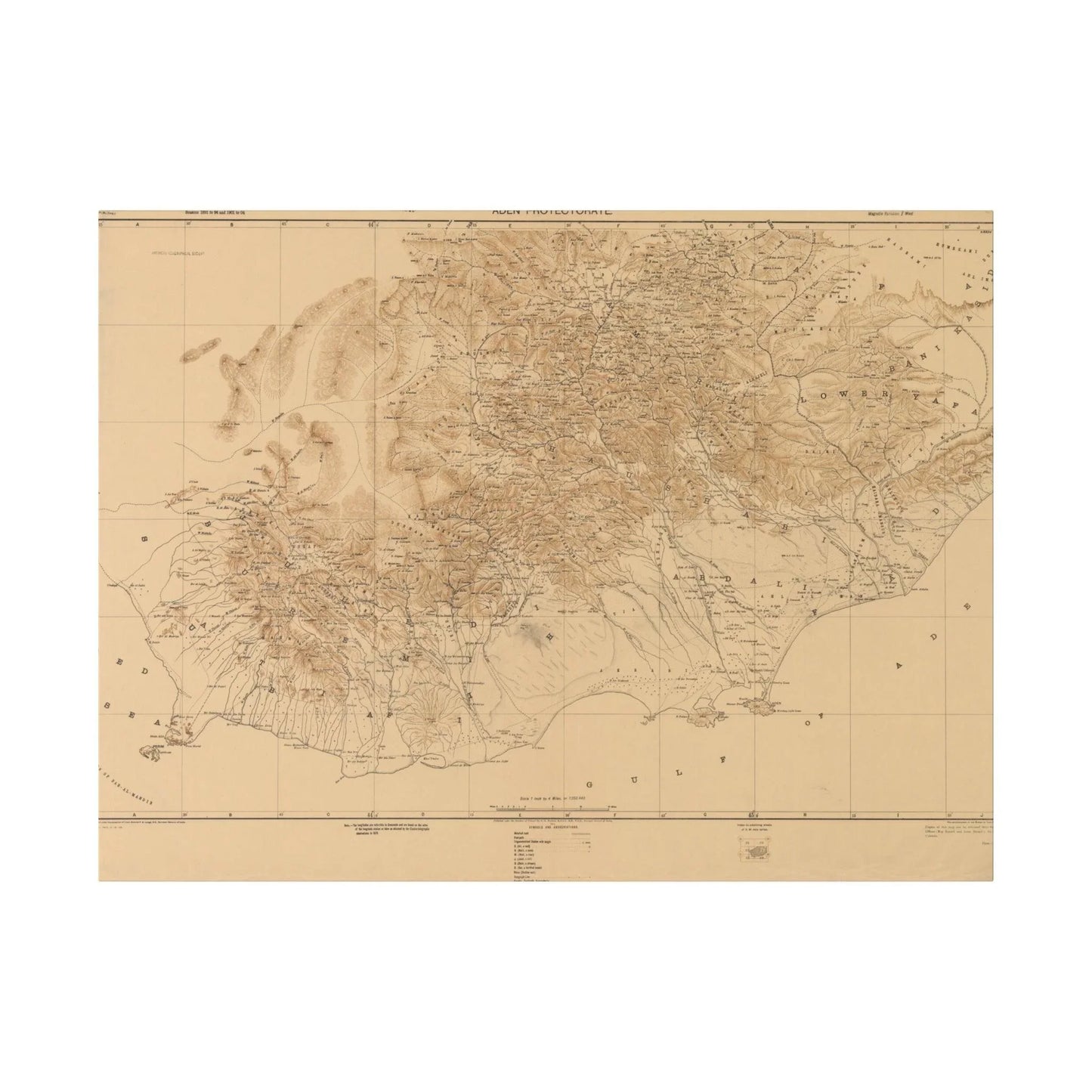 Aden Protectorate 1914 canvas wall decor, matte finish, eco-friendly material, 24x36 inches, vintage Arabian Peninsula
