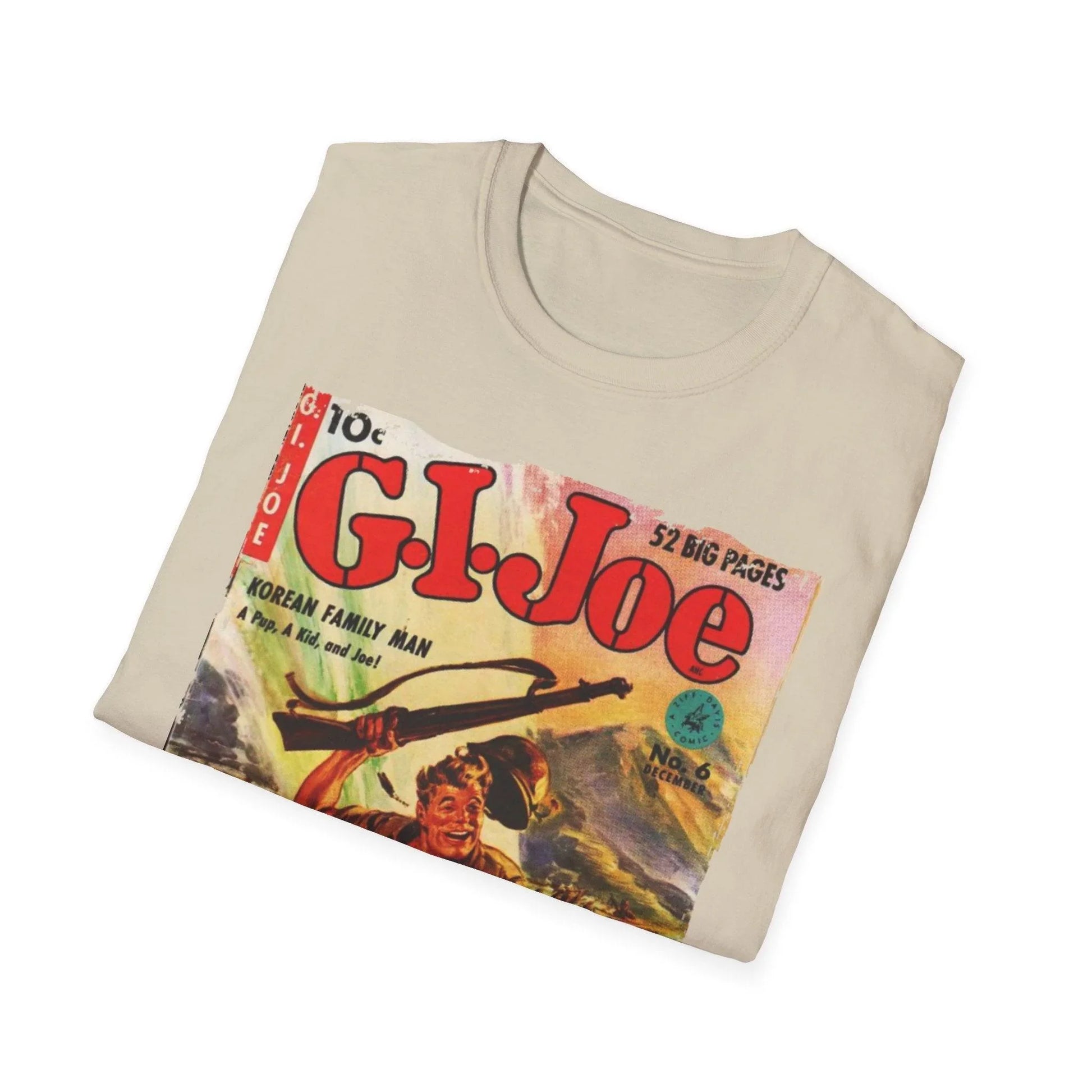 Close-up of the G.I. Joe No.6 T-shirt label on the back neckline, showcasing the soft fabric and neatly stitched seams