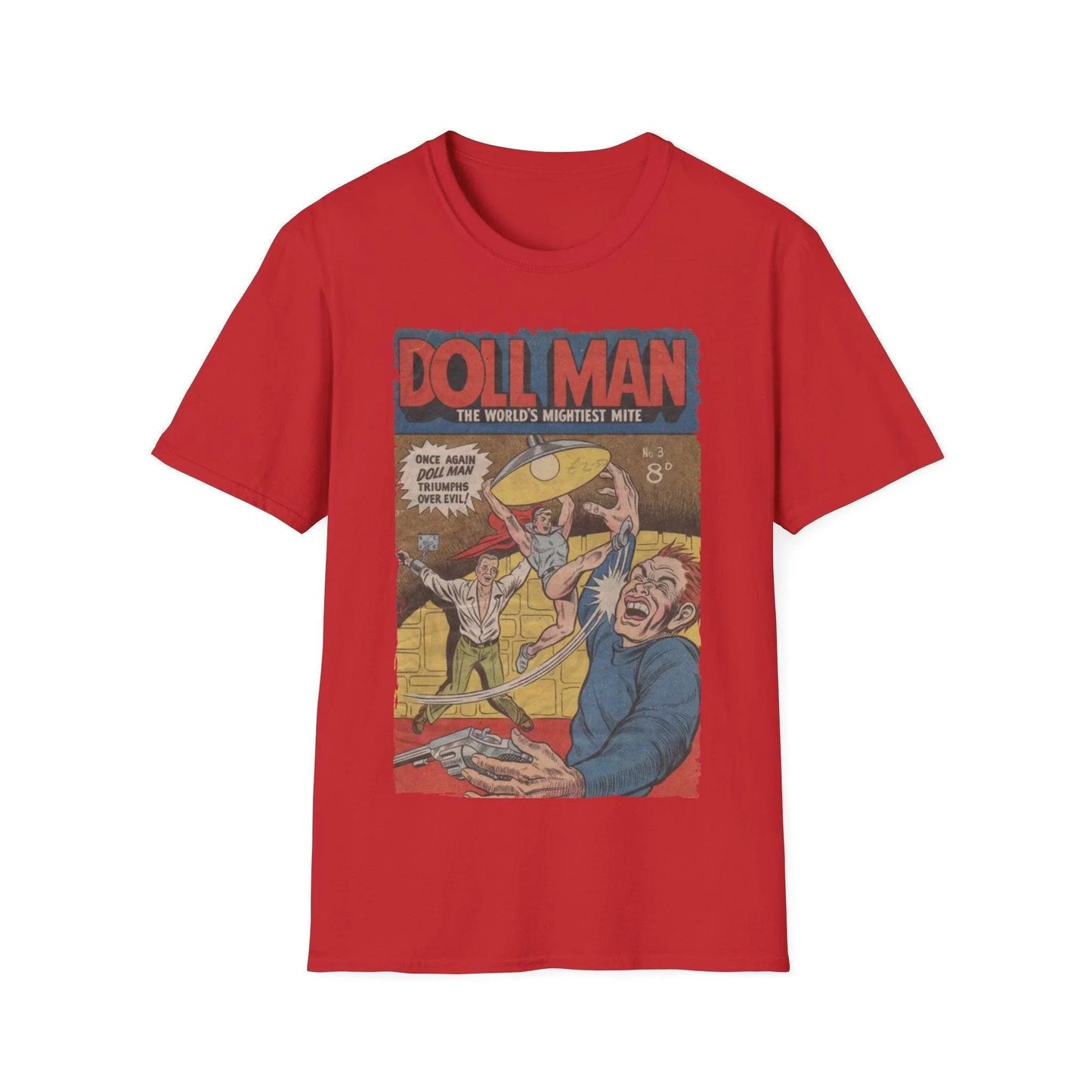 Close-up of the Doll Man No.3 T-shirt neckline and soft cotton fabric texture from a slightly angled perspective
