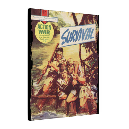 Close-up of the textured canvas surface highlighting the vintage-style print details and subtle fabric weave.