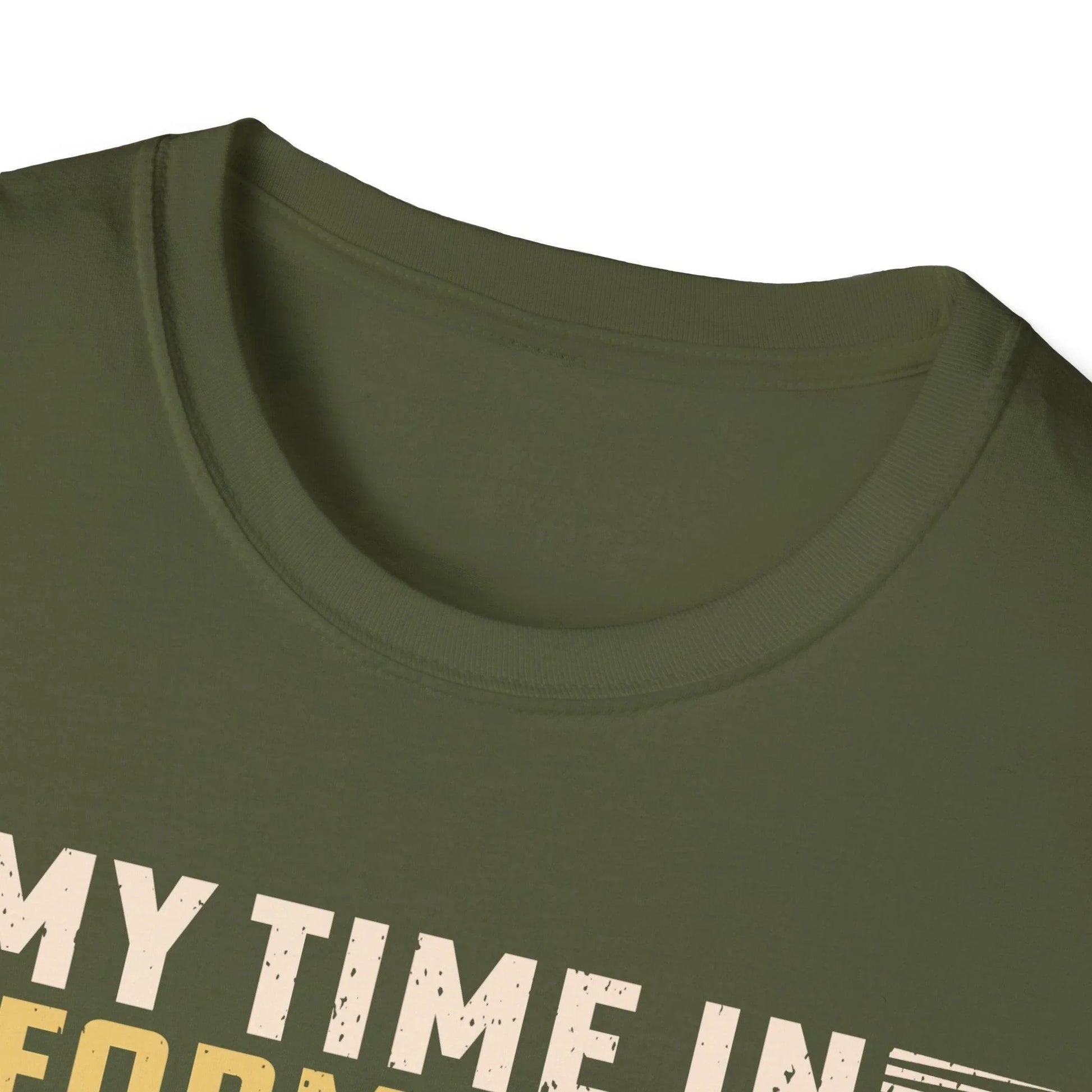 Close-up of the unisex softstyle T-shirt fabric featuring a relaxed fit in navy blue, highlighting smooth cotton blend