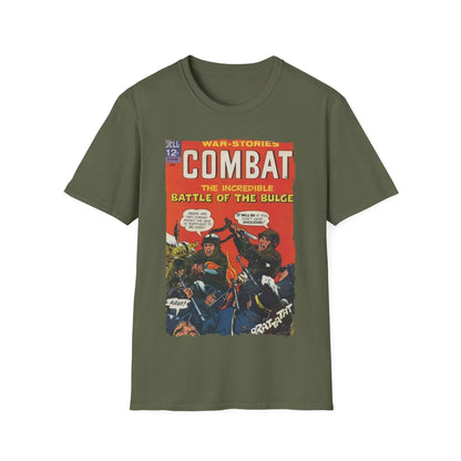 Close-up of the Combat June 1966 T-Shirt's front neckline featuring soft cotton fabric and reinforced stitching detail