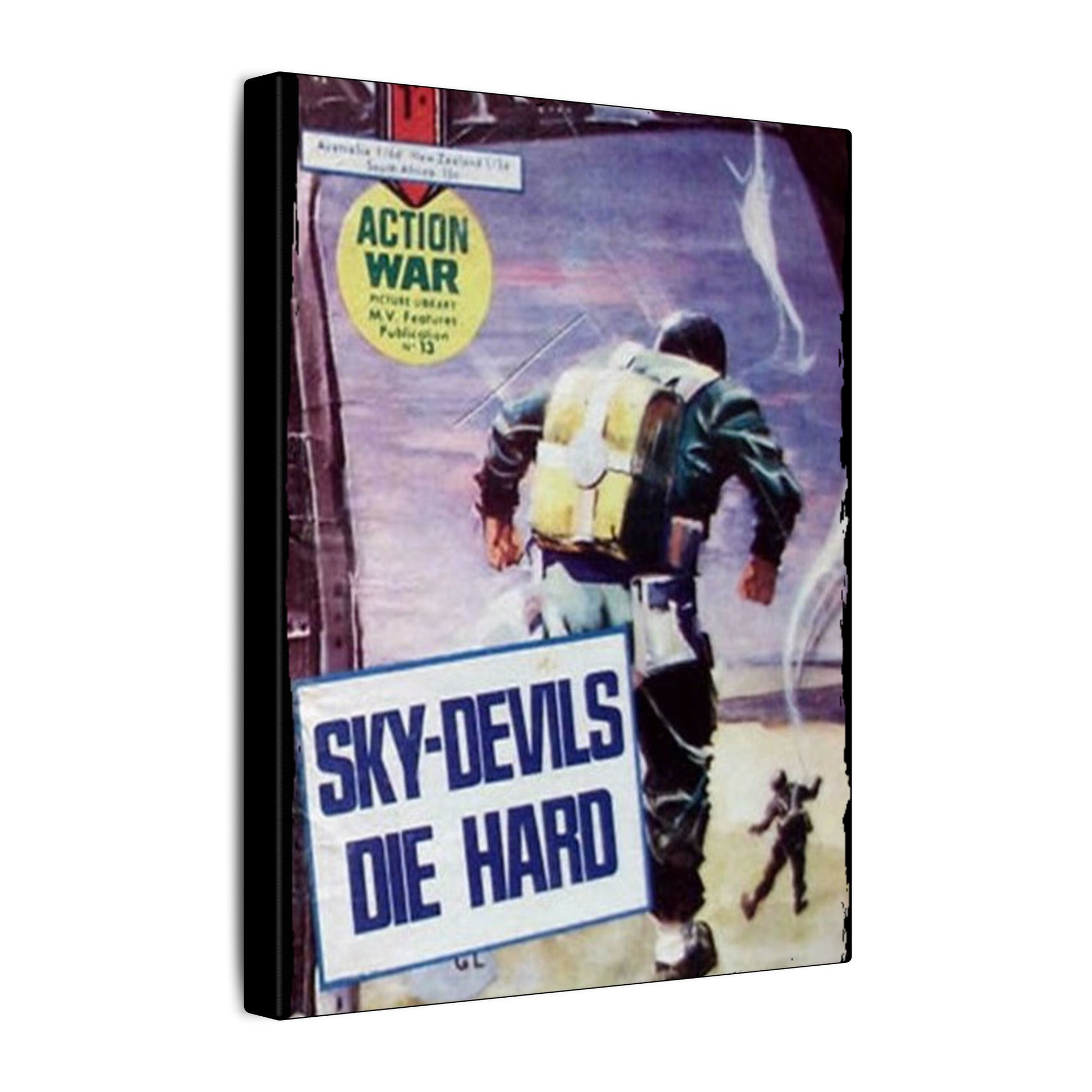 Close-up of the vibrant comic book cover’s detailed artwork and textured canvas finish on product #5 of 20.