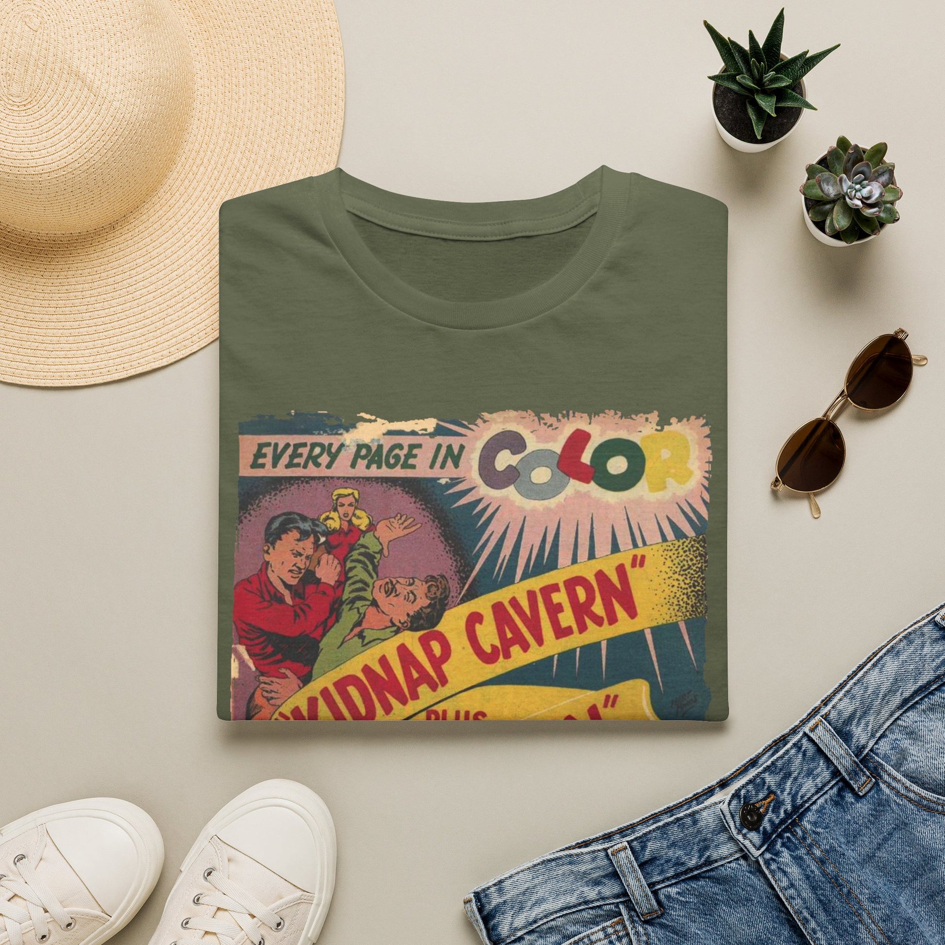 Close-up of the soft, heathered mauve fabric showing subtle texture and snug fit at the neckline and sleeve edge.