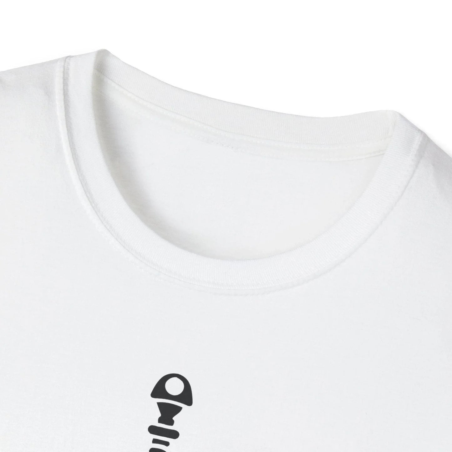 Close-up of the black fabric showing soft, smooth texture and subtle heather pattern on the Dice Sword T-Shirt’s neckline