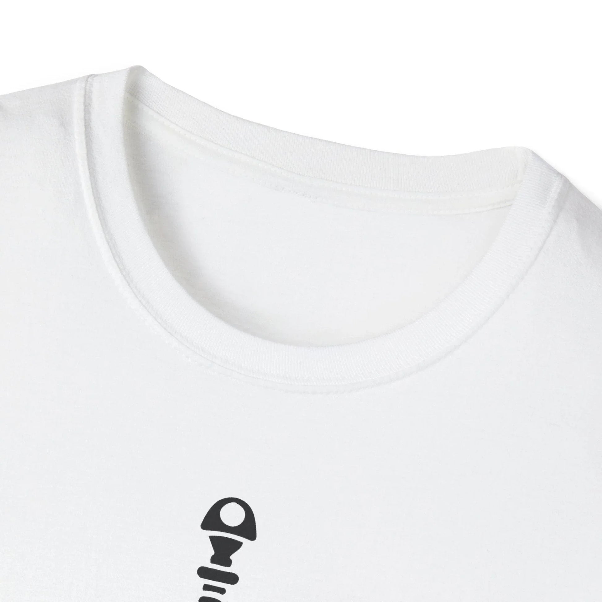 Close-up of the black fabric showing soft, smooth texture and subtle heather pattern on the Dice Sword T-Shirt’s neckline