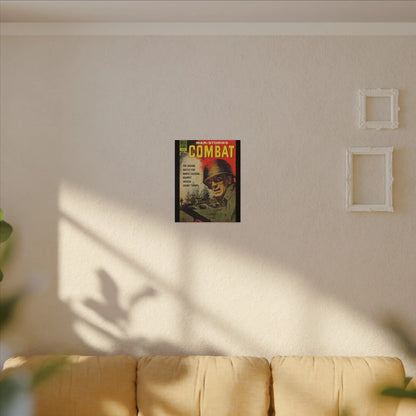 Close-up of textured canvas material revealing subtle stitching and aged sepia tones in the Combat, Sept 1963 print.