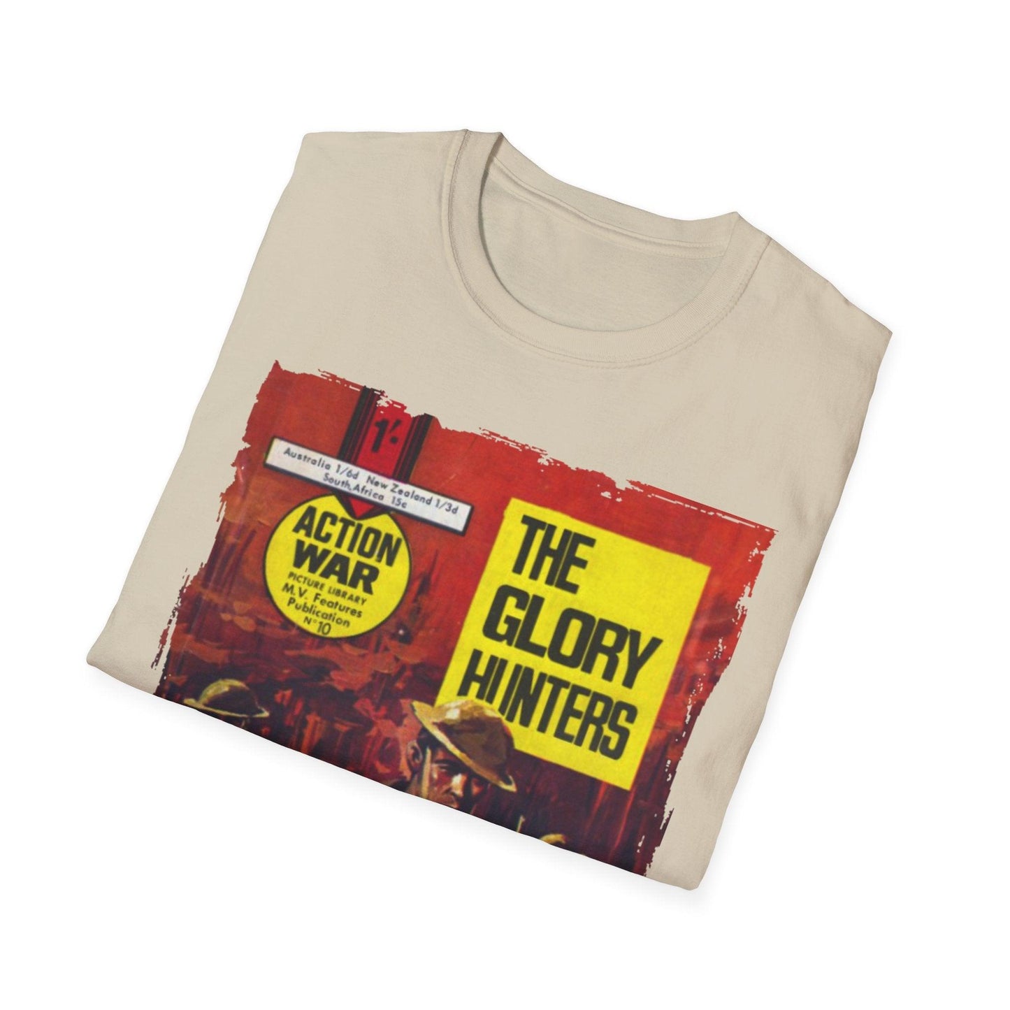 Close-up of the unisex softstyle T-shirt’s neck and shoulder stitching, showcasing smooth seams and black color fabric