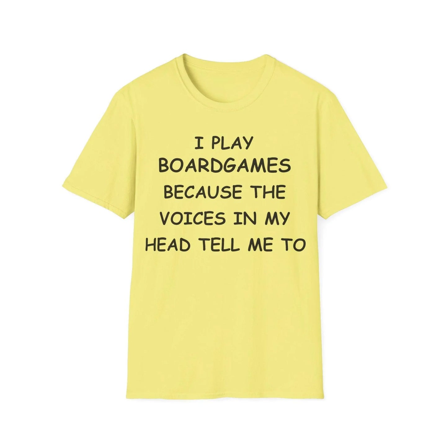Close-up of the Black I Play Boardgames T-Shirt's soft cotton fabric texture and subtle stitched neckline detail at an