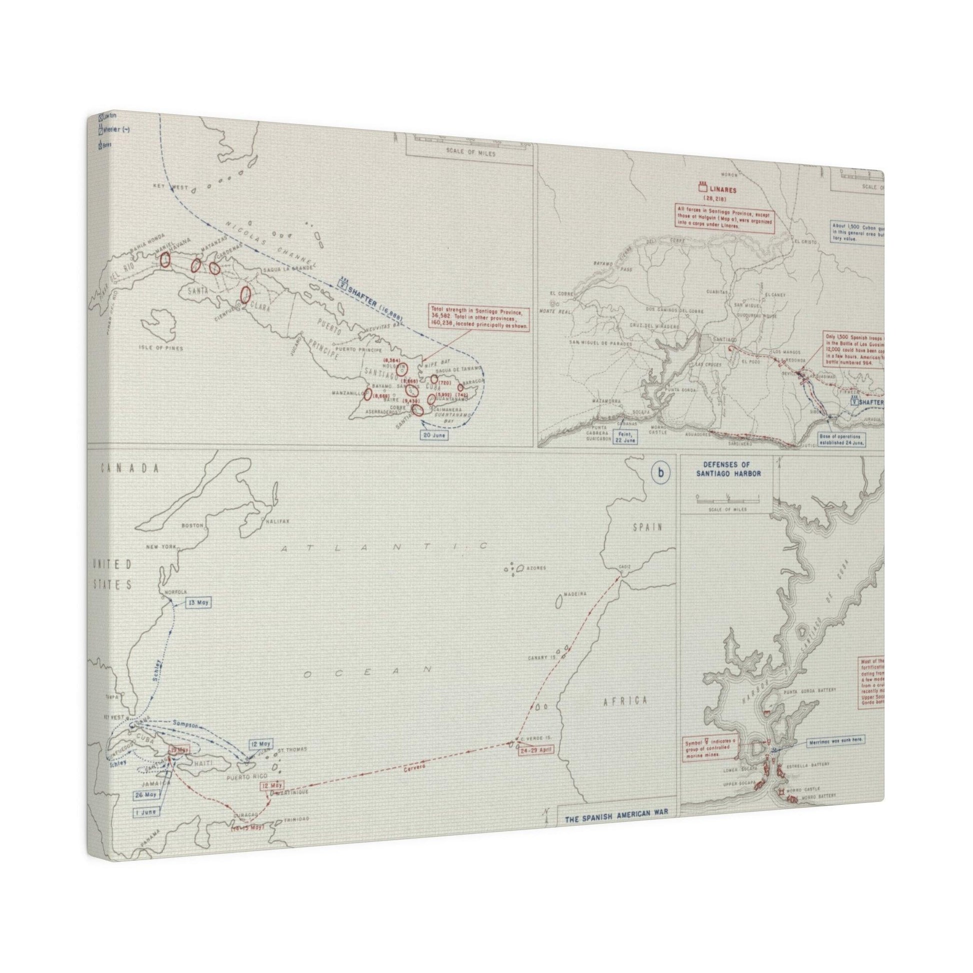 Spanish-American War, Santiago Campaign, Naval Operatoins in the Atlantic Apr-May, Defenses of Santiago Harbor, Spanish Dispositions 20 June, Initial Ops 22-24 June 1898 - Pacific Sky Games