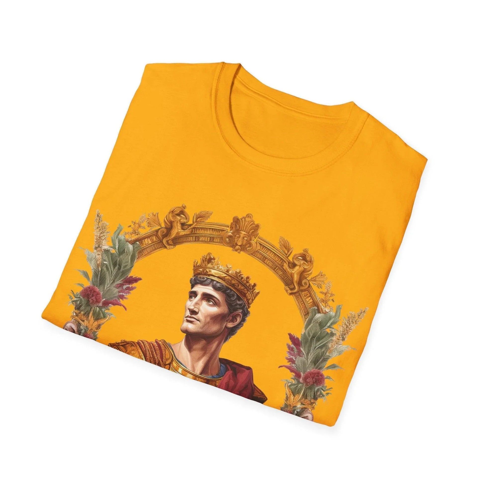 Front neckline close-up highlighting the soft cotton blend fabric and reinforced stitching on the unisex relaxed fit T-shirt