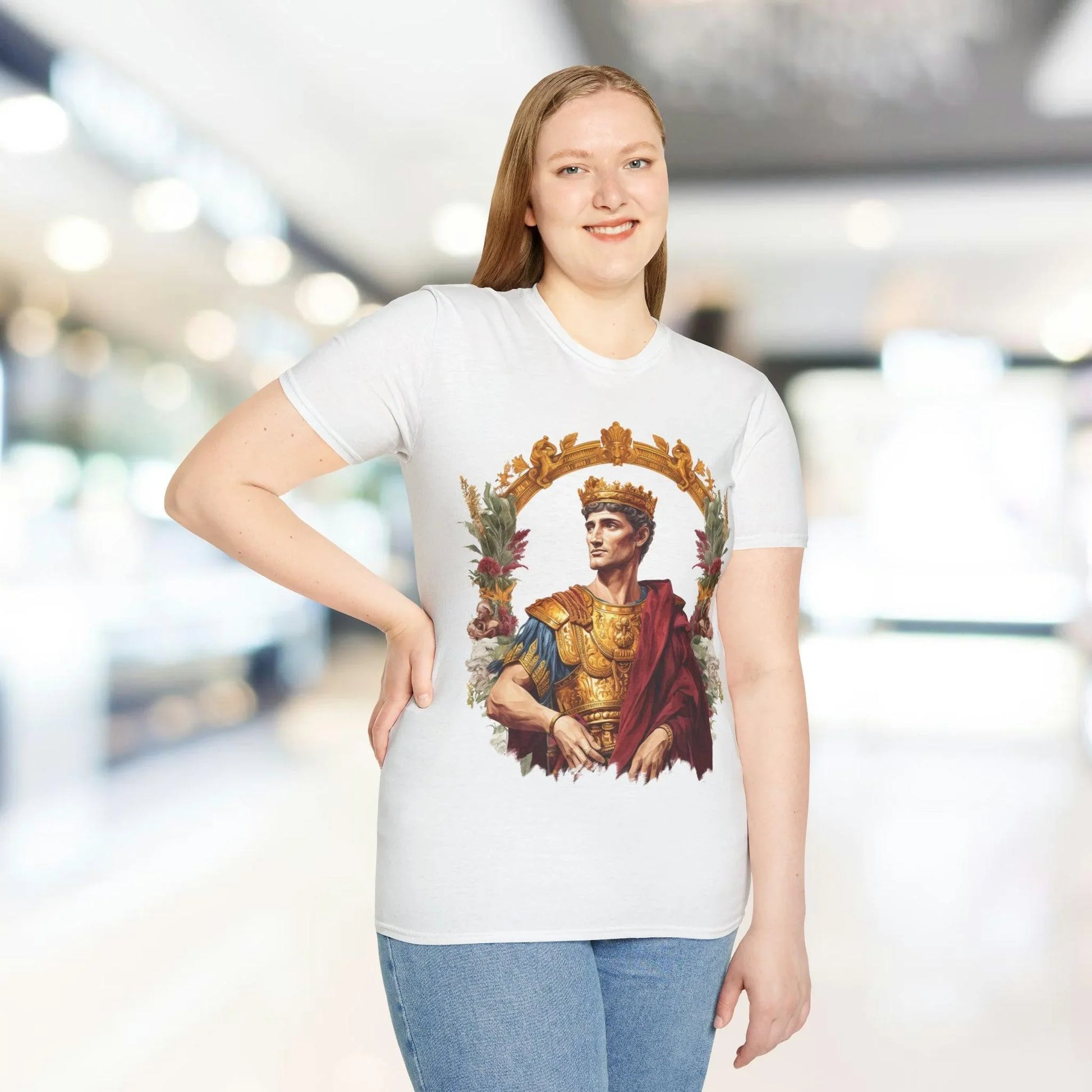 Close-up of the soft, heather gray fabric showing subtle texture and fine stitching along the relaxed neckline.