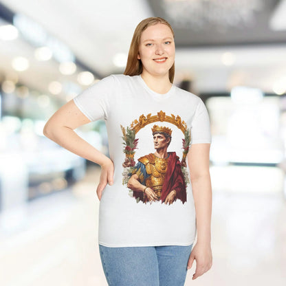 Close-up of the soft, heather gray fabric showing subtle texture and fine stitching along the relaxed neckline.