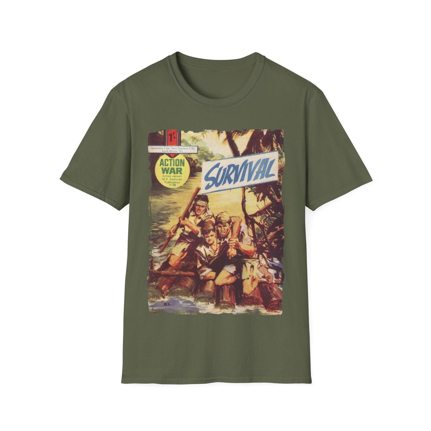 Diagonal close-up of the unisex softstyle T-shirt fabric showing smooth, relaxed fit in charcoal gray with subtle texture