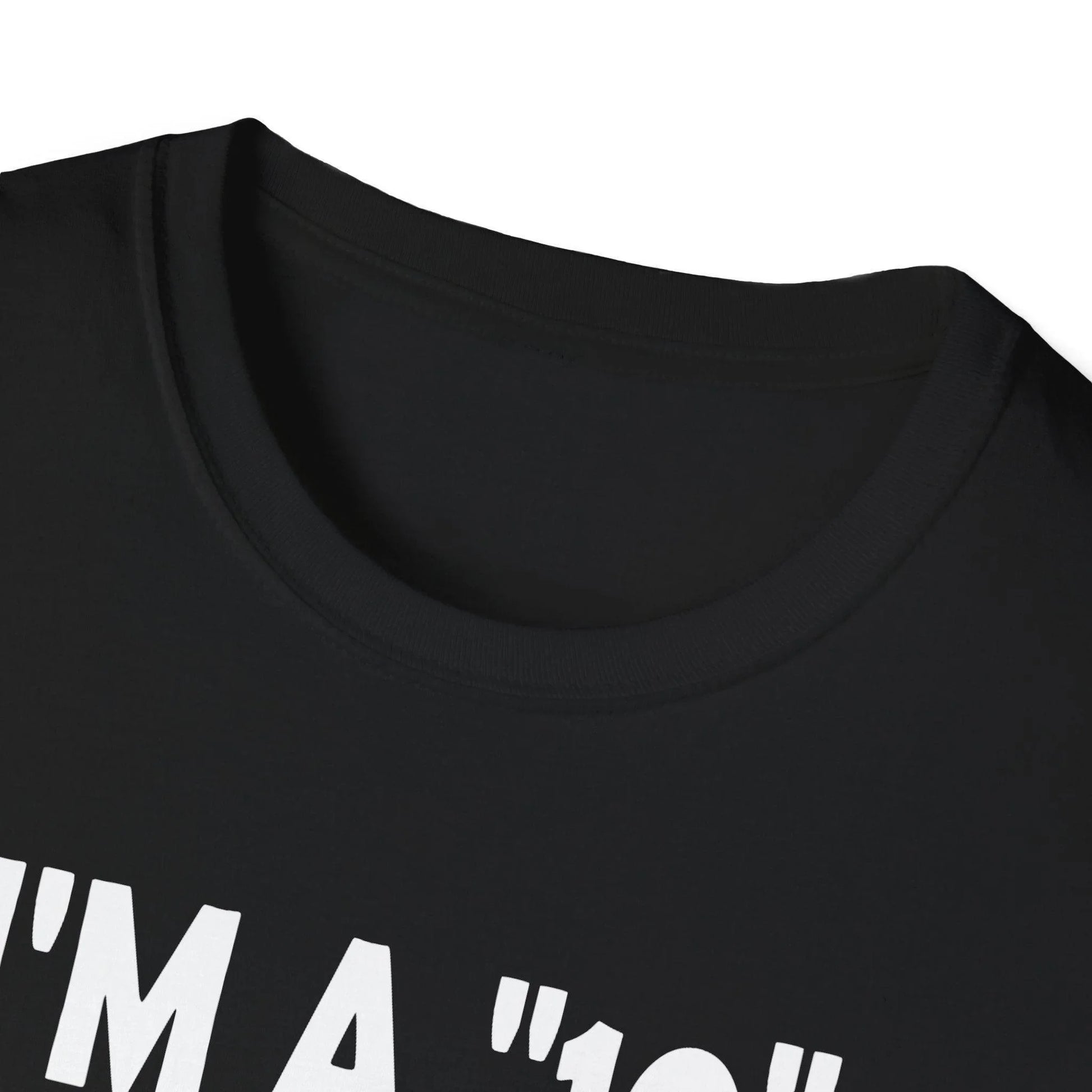 Close-up of the white unisex softstyle T-shirt collar showing smooth neckline stitching and subtle fabric texture from a