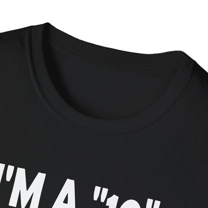 Close-up of the white unisex softstyle T-shirt collar showing smooth neckline stitching and subtle fabric texture from a