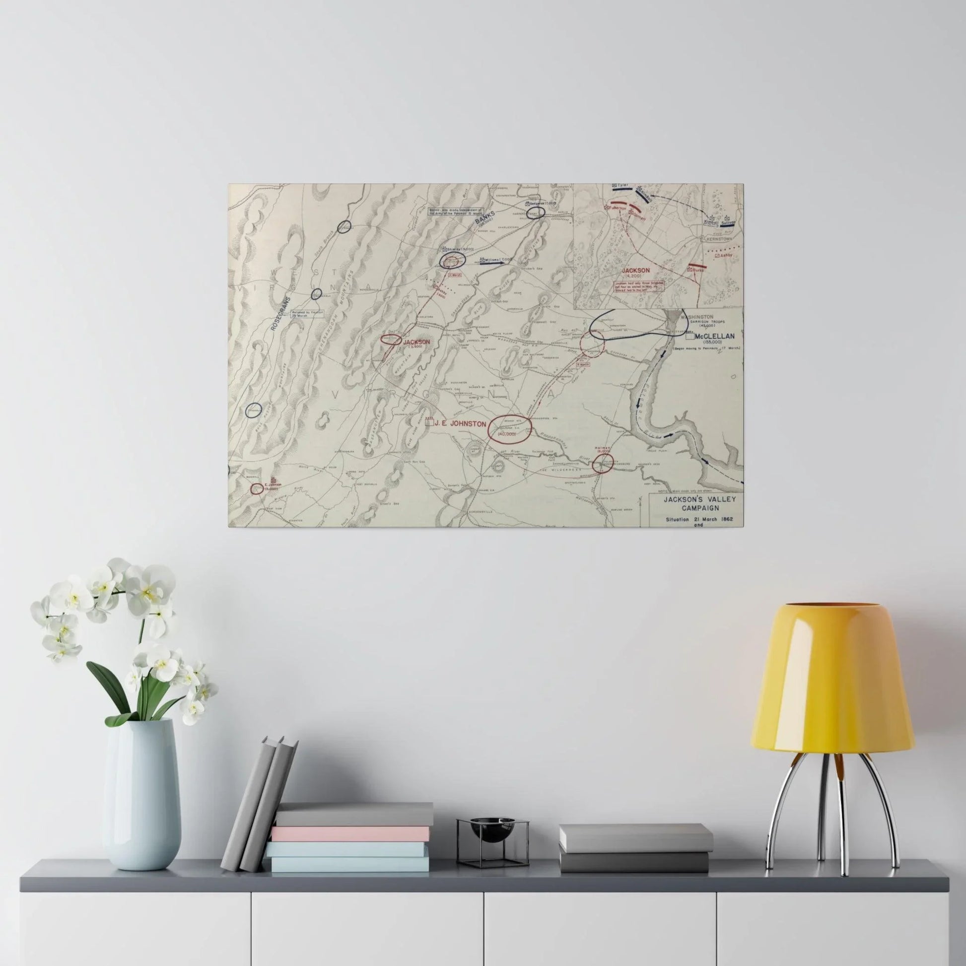 Close-up of textured canvas surface featuring subtle brushstrokes and aged paint details from the Jackson's Valley Campaign