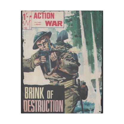 Close-up of the vibrant comic book cover featuring detailed action artwork and bold red and blue lettering on canvas print.