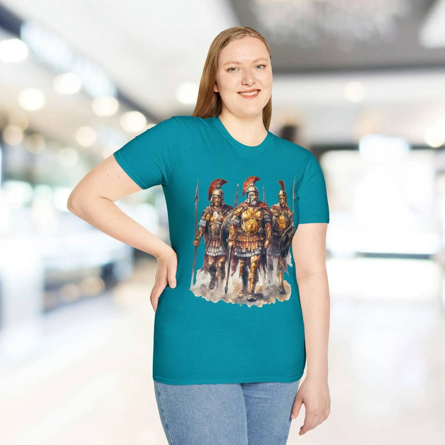 Close-up of the unisex softstyle fabric texture showcasing the smooth surface and subtle heather pattern of the Ancient