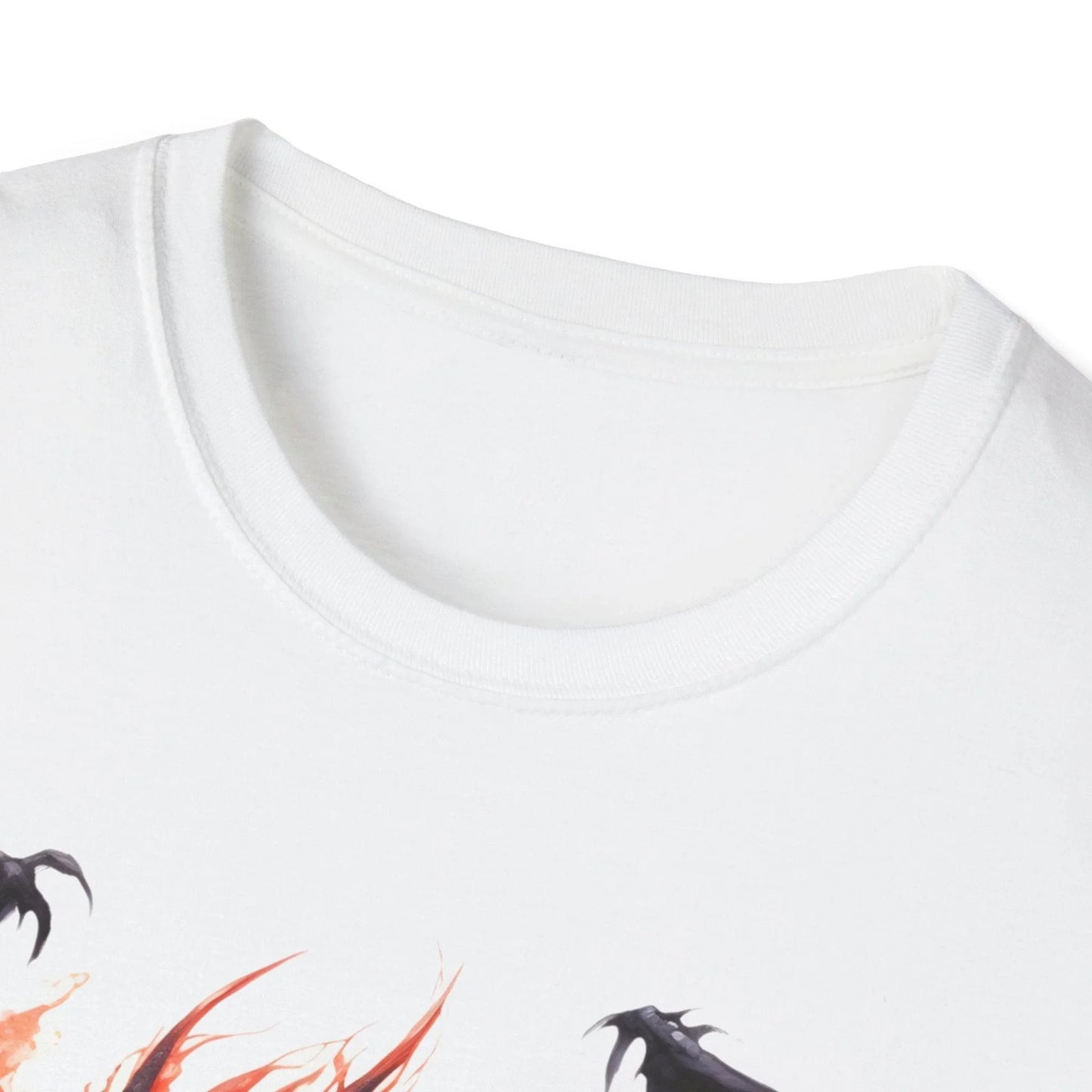 Close-up of the unisex softstyle T-shirt fabric showing smooth texture and subtle heather pattern in navy color at a slight