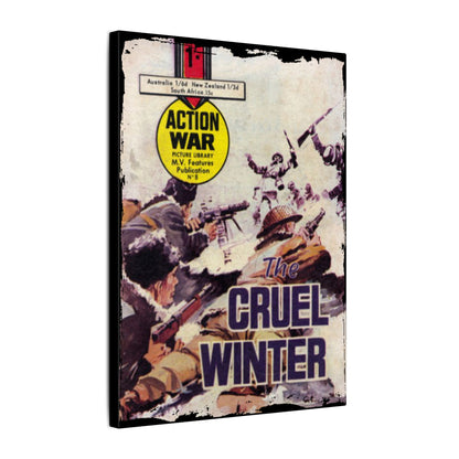 Printify Action War #8 canvas wall art, 24x36 inches, matte finish, eco-friendly wood frame, suitable for living room decor