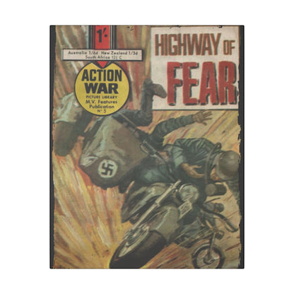 Close-up of the textured canvas surface showcasing the detailed brushstrokes and vibrant color application in Action War #5