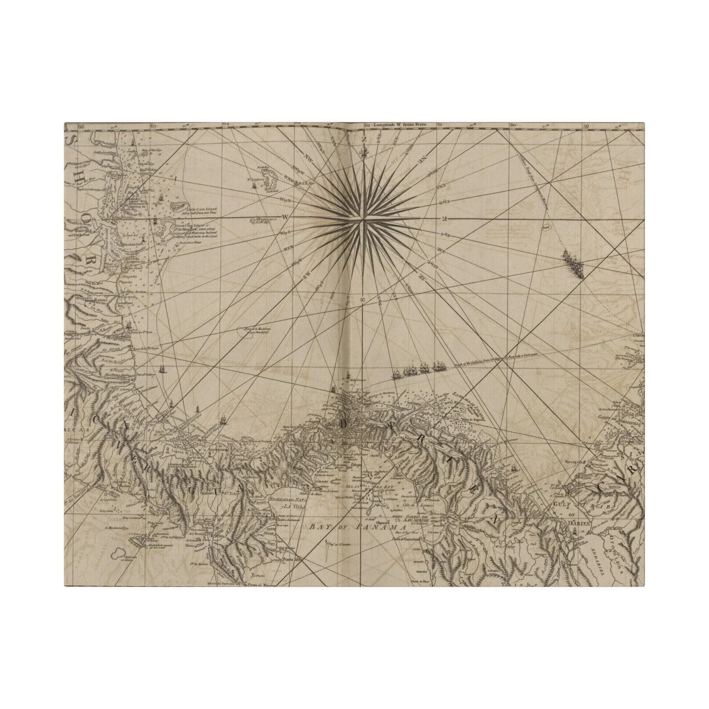 Close-up of textured canvas surface highlighting subtle brushstrokes and earthy color tones from the Panama coastline scene.