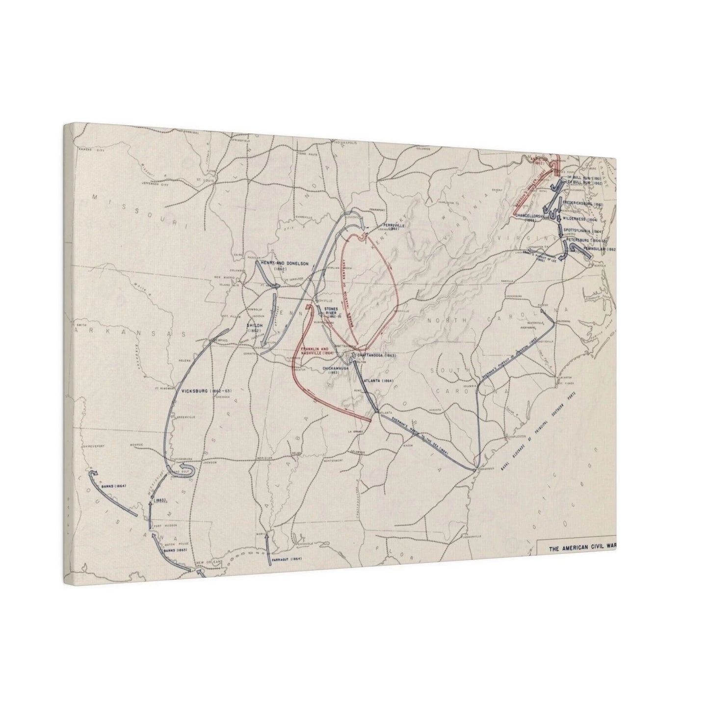 Close-up of the canvas edge highlighting detailed stitching and textured material from the American Civil