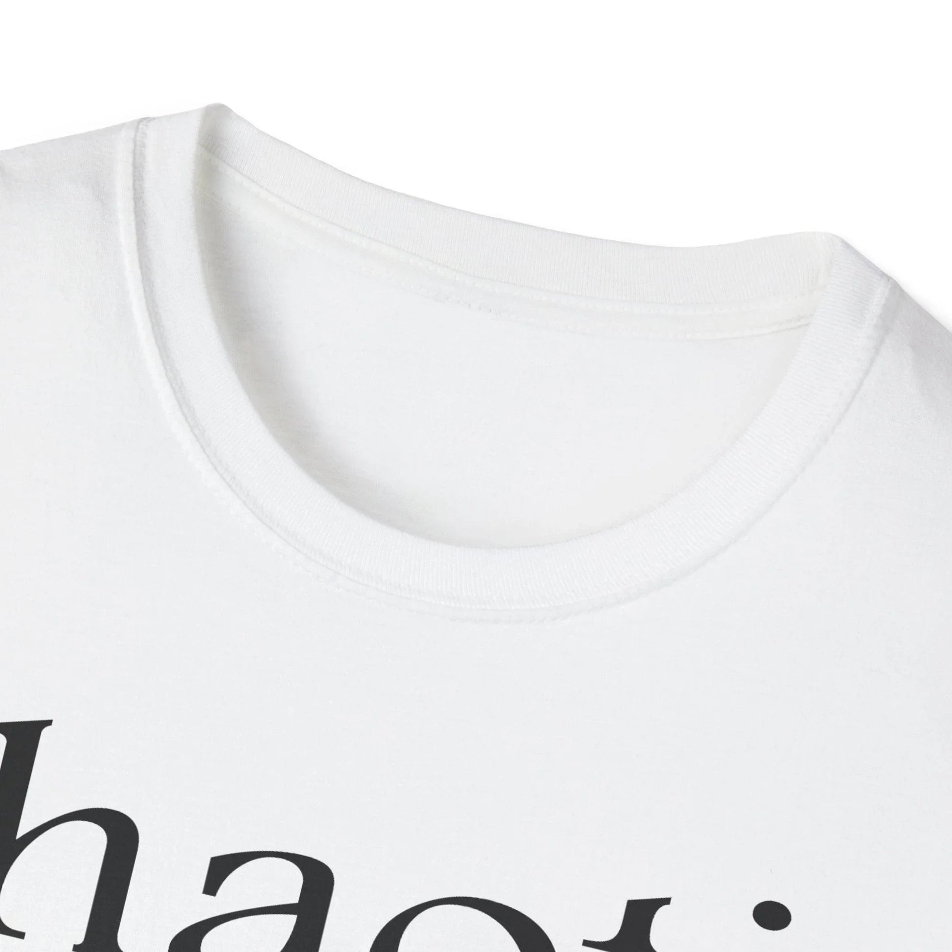 Close-up of black cotton fabric emphasizing the soft texture and smooth stitching of the relaxed fit T-shirt neckline and