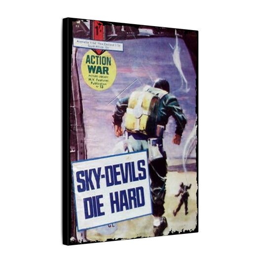 Printify Action War #13 canvas print with matte finish, eco-friendly wood frame, 24x36 inches, suitable for indoor wall decor