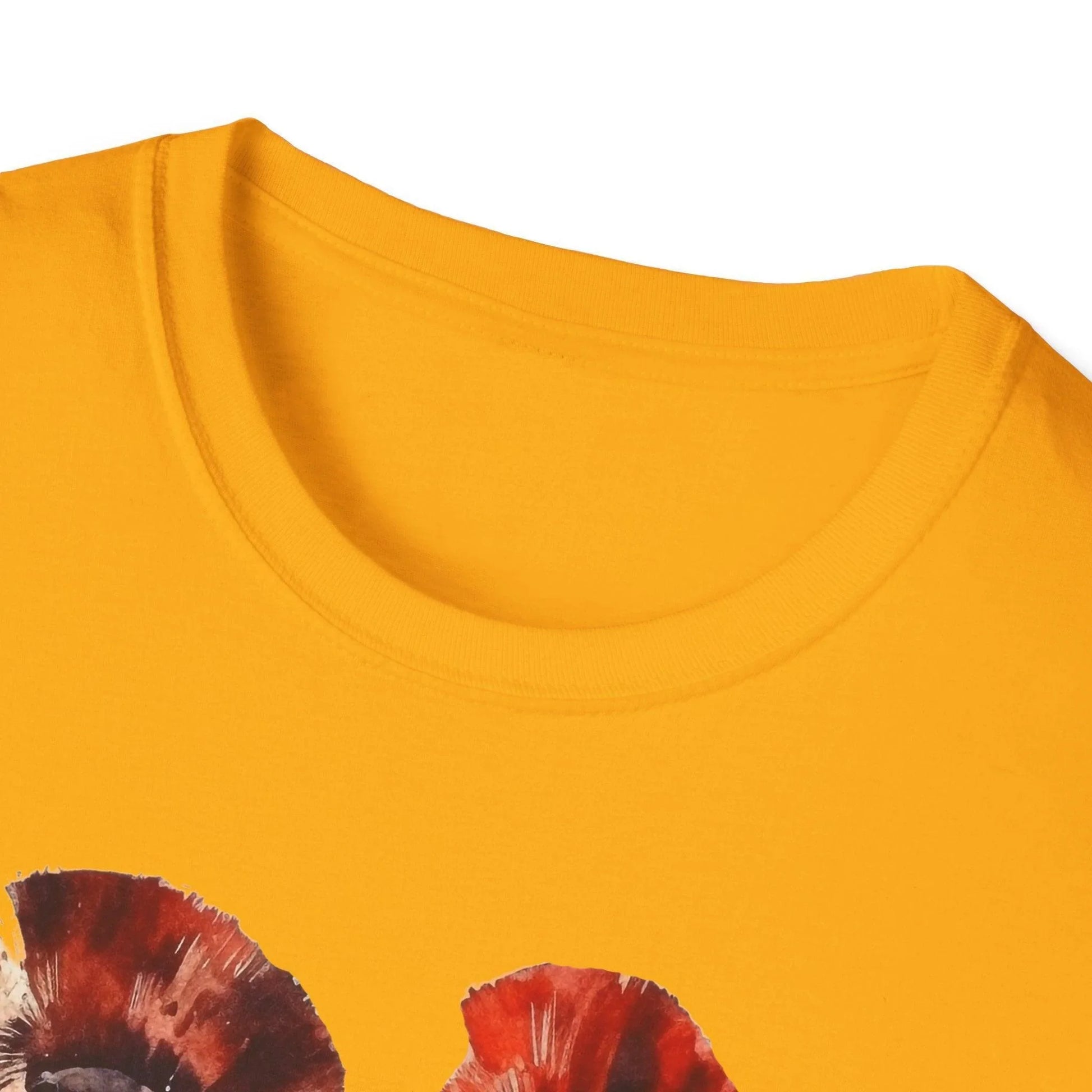 Close-up of the unisex soft fabric collar detailing the relaxed fit and vibrant midnight blue color from a slightly angled