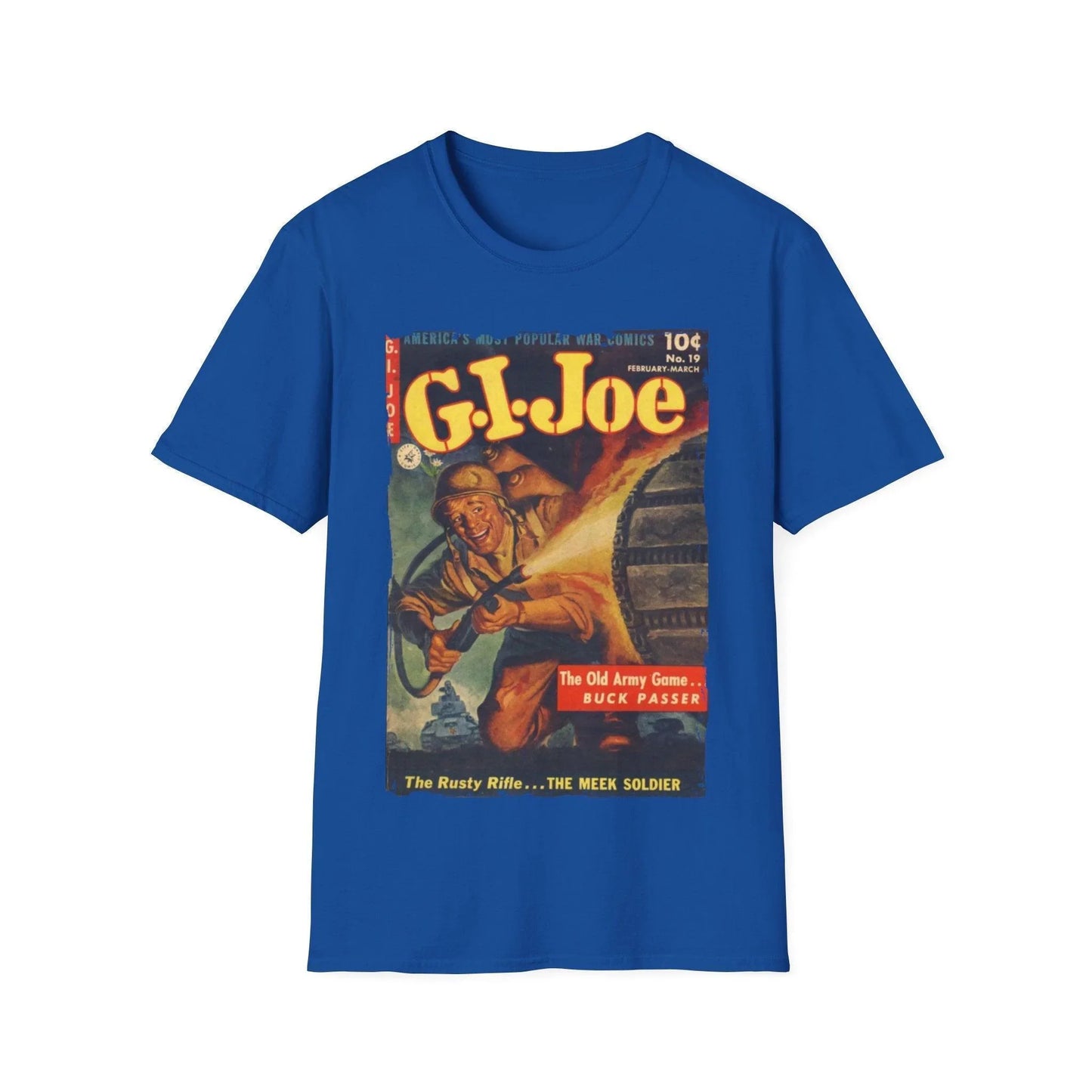 Close-up of the unisex softstyle T-shirt’s relaxed fit and vibrant charcoal color, highlighting the smooth fabric texture