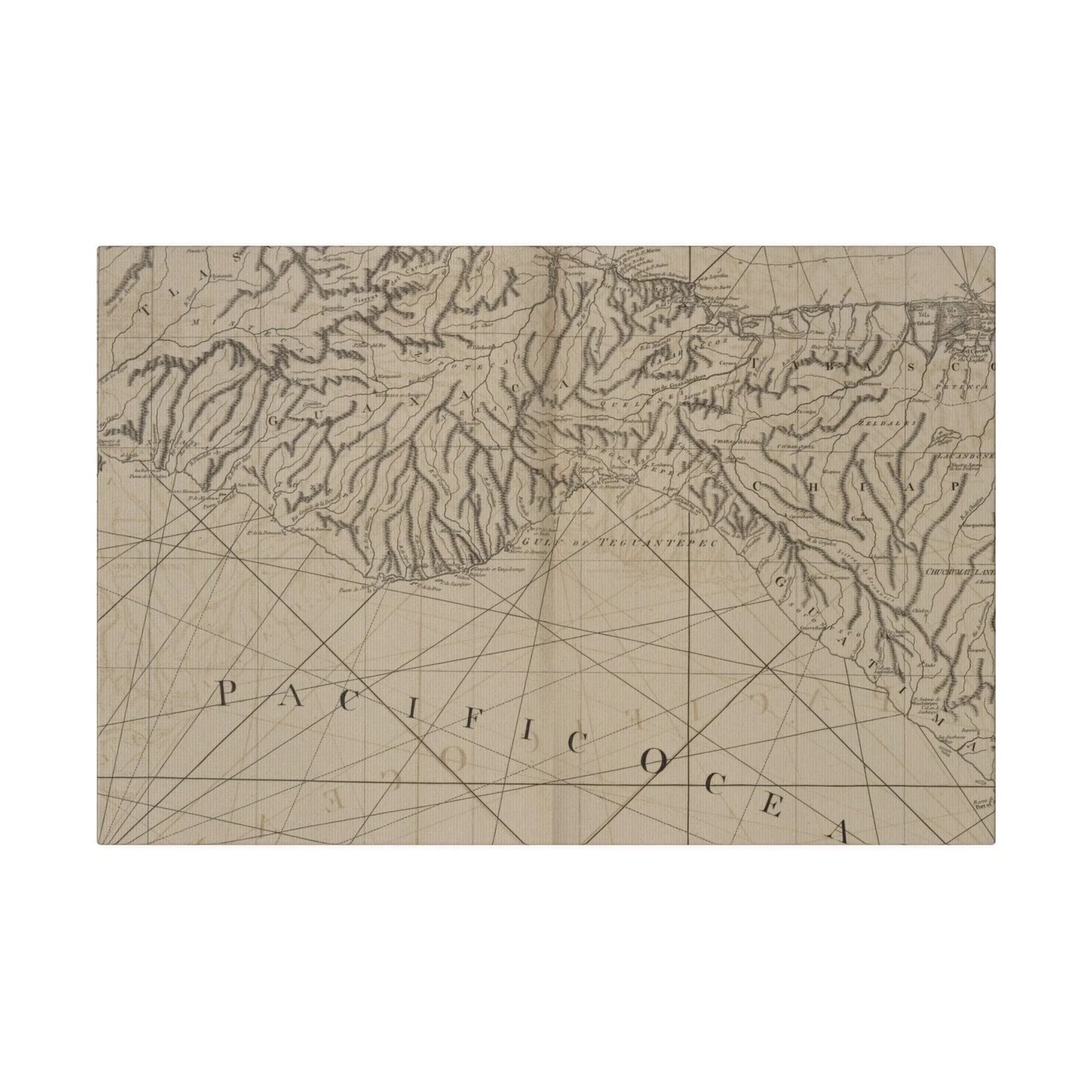 Close-up of textured canvas surface highlighting the detailed brushstrokes and subtle color variations on the Coast of New