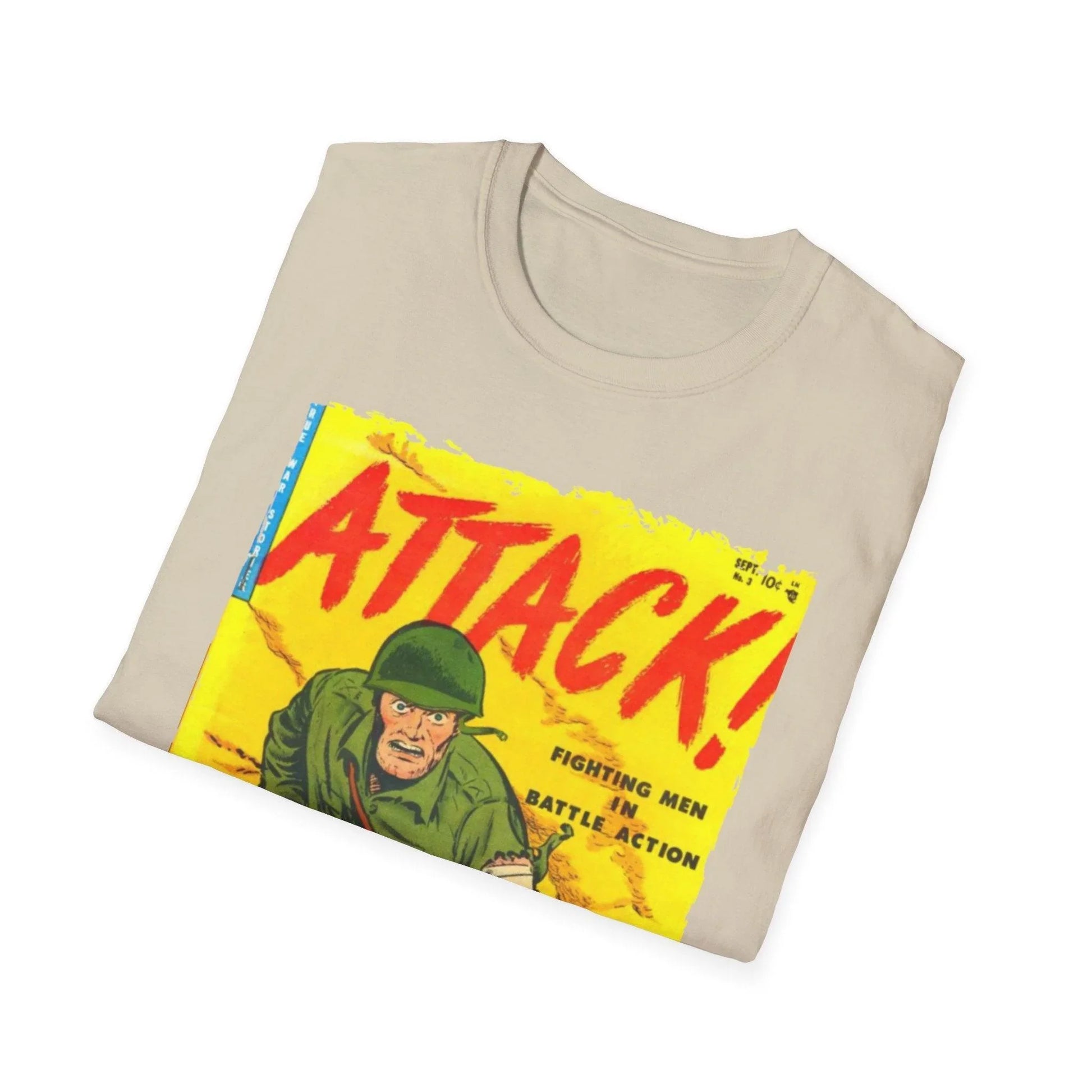 Close-up of the lightweight, heather gray fabric with subtle texture and the stitched neckline detail from an overhead angle.