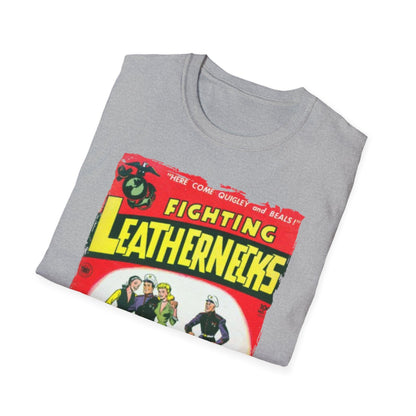 Close-up of the Fighting Leathernecks #4 graphic print on the front chest area of the unisex softstyle T-shirt, showcasing