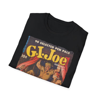 Close-up of the G.I. Joe No.37 softstyle T-shirt neckline showing reinforced stitching and smooth, relaxed fit fabric in