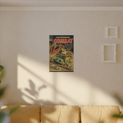 Close-up of textured canvas fabric showing detailed weave and subtle color variations of the Combat Sept 1962 artwork.