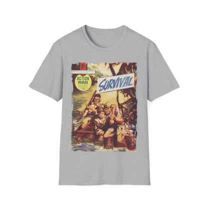 Close-up of the unisex softstyle T-shirt’s collar and neckline, highlighting the smooth fabric and relaxed fit in vibrant