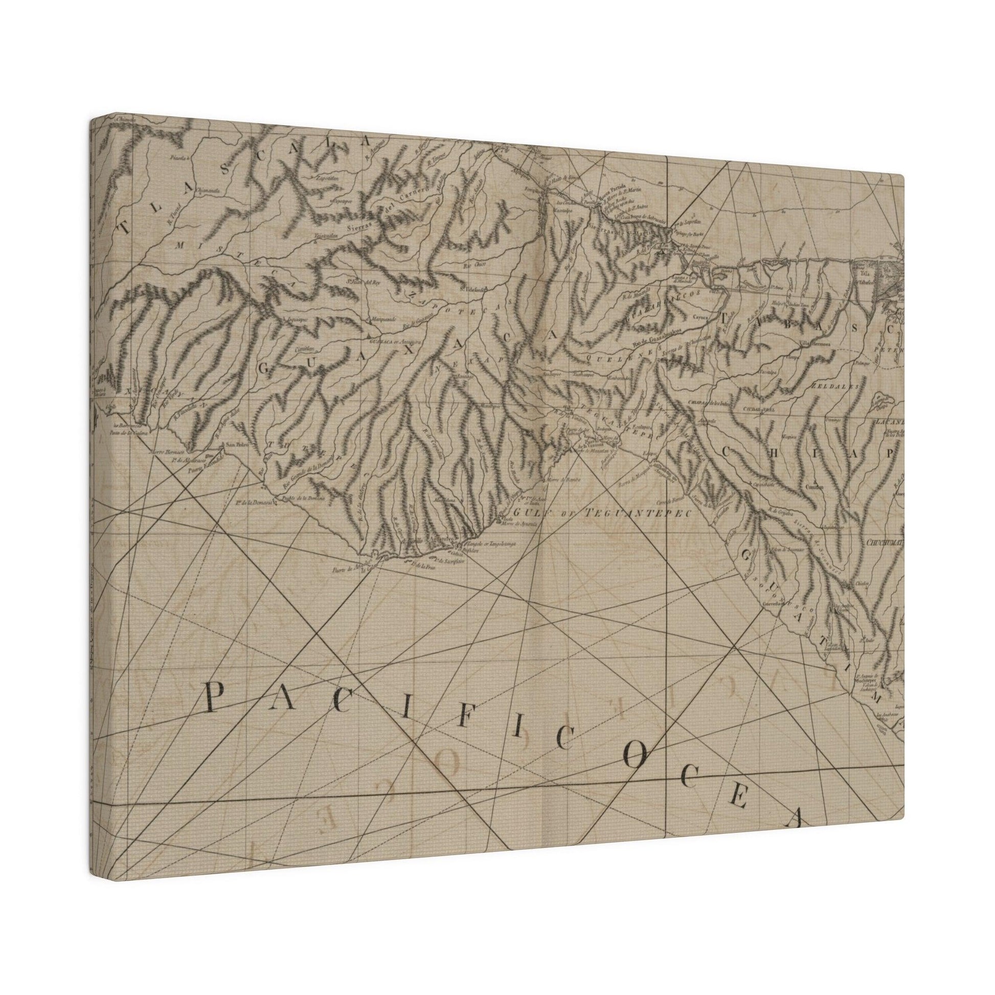 Close-up of the "Coast of New Spain" canvas texture highlighting rich, layered brushstrokes and vibrant color blending.