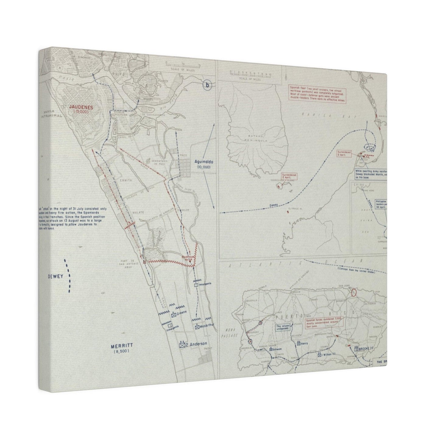Spanish-American War, Philippines and Puerto Rico, Puerto Rico Expedition 25 July - 12 Aug, Naval Operations in Manila Bay 30 Apr - 1 May, Capture of Manila 13 Aug 1898 - Pacific Sky Games