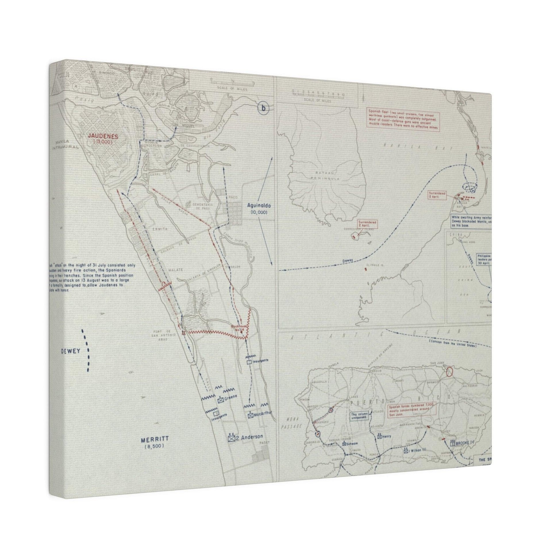 Spanish-American War, Philippines and Puerto Rico, Puerto Rico Expedition 25 July - 12 Aug, Naval Operations in Manila Bay 30 Apr - 1 May, Capture of Manila 13 Aug 1898 - Pacific Sky Games