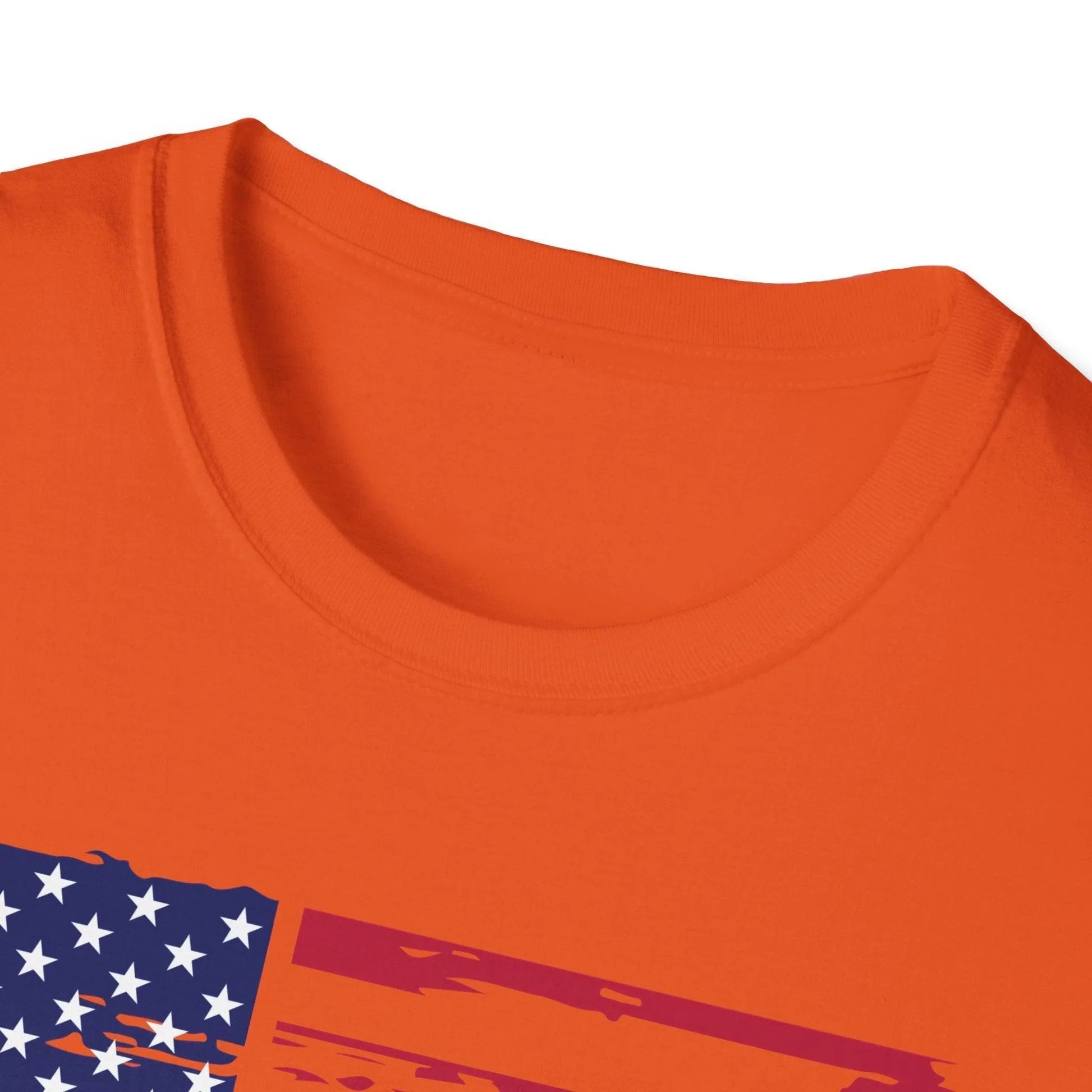 Close-up of distressed American flag pattern on the soft cotton fabric, highlighting the faded red and white stripes and