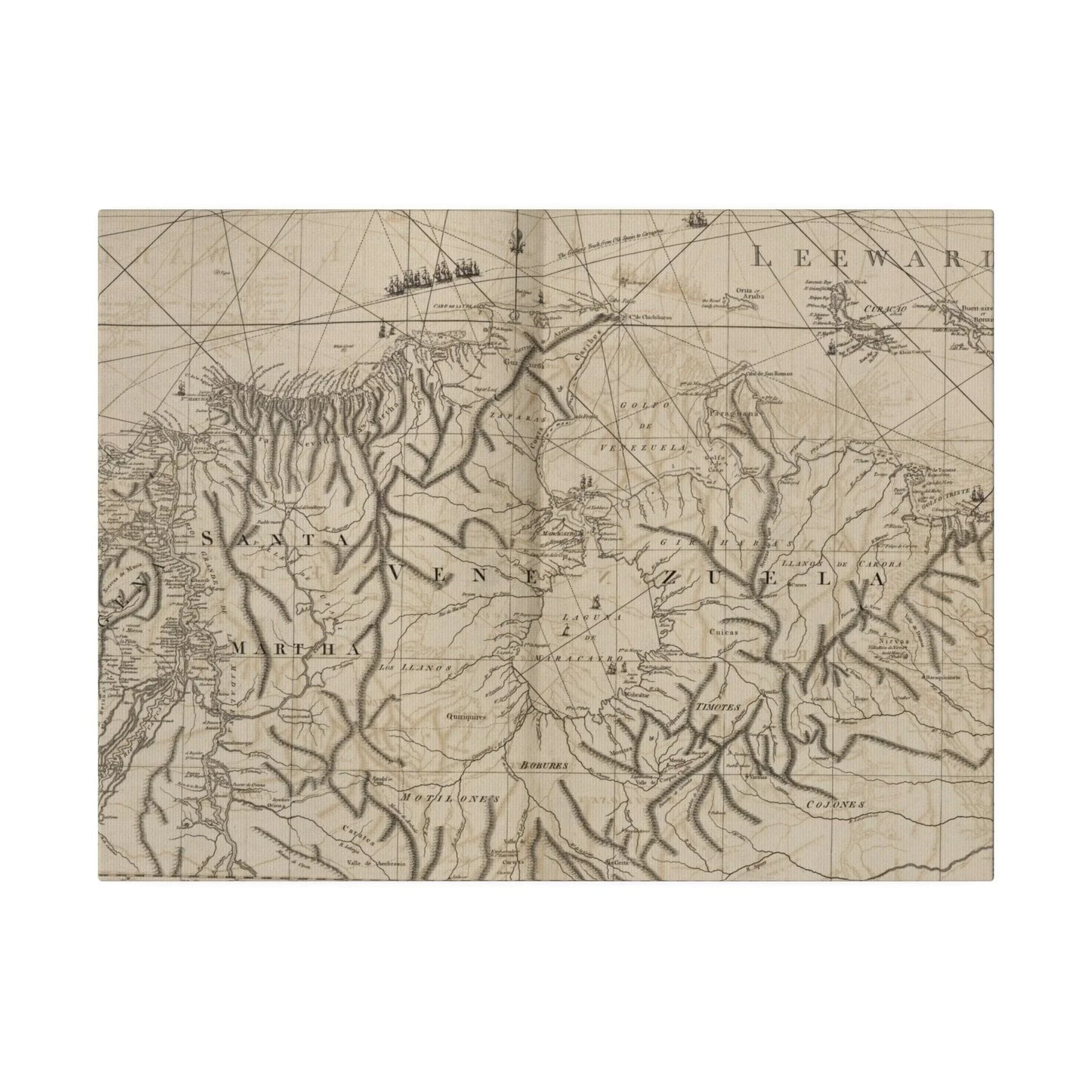 Close-up of textured canvas surface highlighting subtle brushstrokes and warm earthy tones from the Coast of Tierra Firme